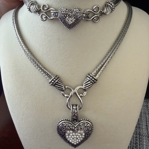 Lia Sophia Silver Heart Double Chain Necklace/Bracelet (7-8”) Bundle - Picture 6 of 9